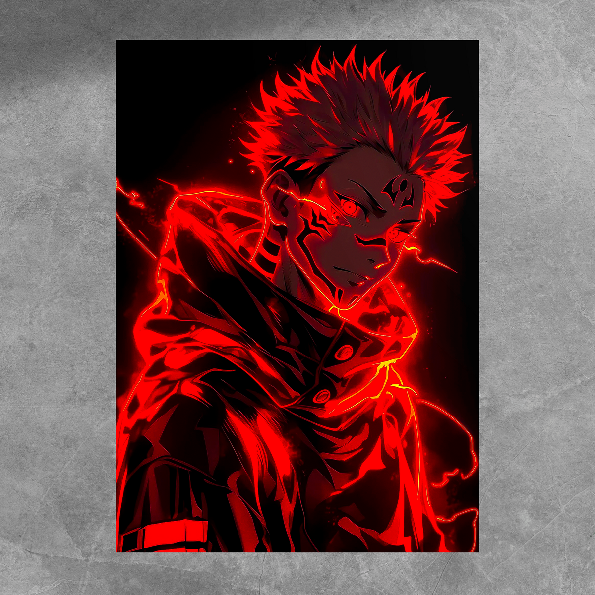 Sukuna Neon Red Poster
