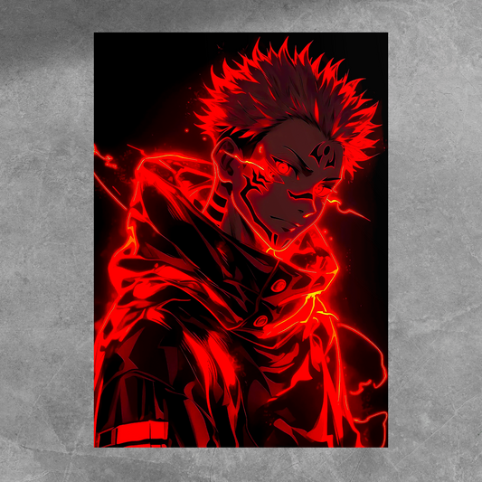 Sukuna Neon Red Poster