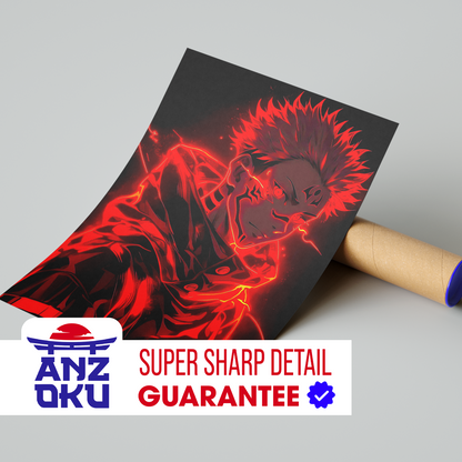 Sukuna Neon Red Poster