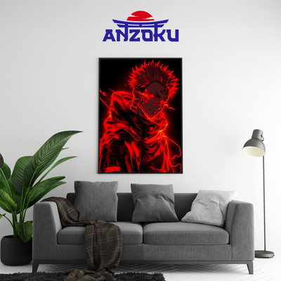 Sukuna Neon Red Poster